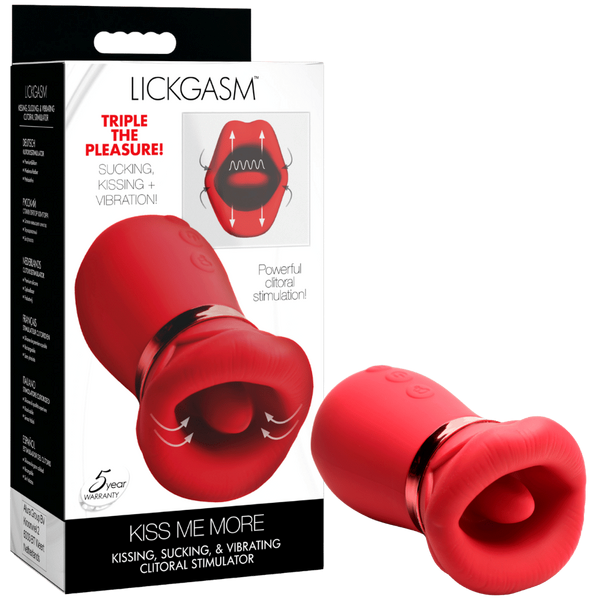 XR Brands Kiss Me More Kissing Sucking & Vibrating Clitoral Stimulator - Clit Ticklers and Pulsators