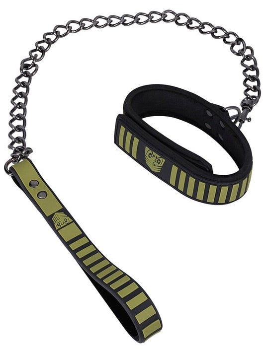 Doc Johnson Fort Troff Tactical Bondage Collar & Leash Black / Green