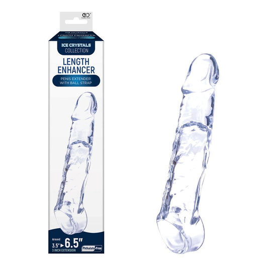 Excellent Power Ice Crystals Length Enhancer Penis Extension Sleeve Clear