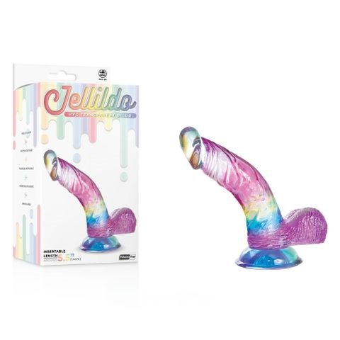 Excellent Power Jellido Clear Coloured 14 cm Curved Realistic Jelly Dildo
