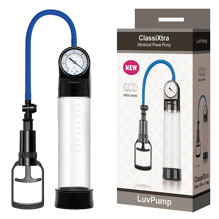 LuvPump ClassiXtra Advanced Power Penis Pump With Pressure Gauge Clear - Penis Pumps And Stretchers