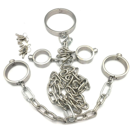 Hells Couture Press Key BDSM Play Collar, Wrist and Ankle Kit