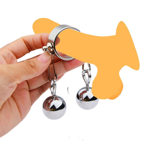 Bondage Play Penis Ring With Balls – Short by BDStyle - Steel Cock Rings