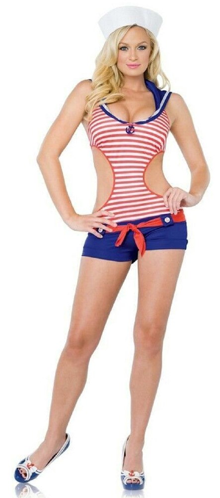 Vintage Sailor Girl Pinup Halloween Sexy Adult Costume - Fancy Dress Ups