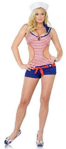Vintage Sailor Girl Pinup Halloween Sexy Adult Costume - Fancy Dress Ups