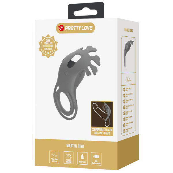 Pretty Love Ruben 7 Function Master Vibrating Cock Ring Grey - Vibrating Cock Rings