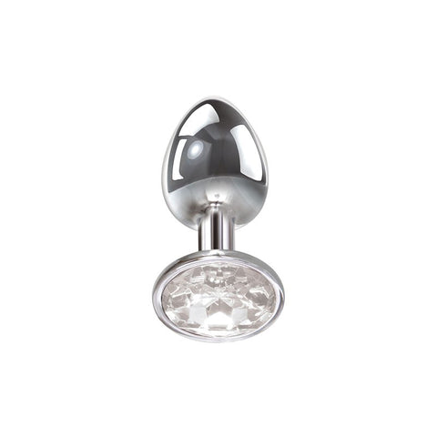 Metallic Butt Plug with Clear Gem Base by Adam & Eve - Butt Plugs