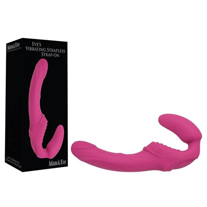 Adam and Eve USB Rechargeable Vibrating Strapless Strap-On Pink - Strap On Sextoys
