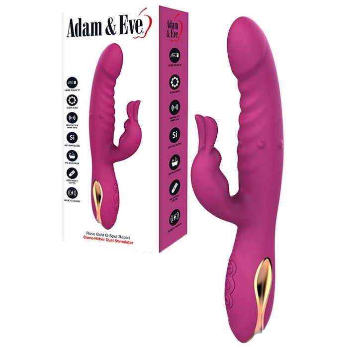 Adam and Eve ROSE GOLD G-SPOT RABBIT Vibrator with Flicking Tip Purple - Rabbit Vibrators