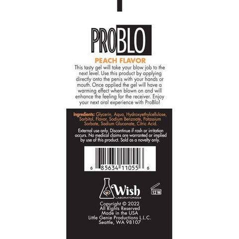 ProBlo Oral Pleasure Peach Flavoured Blowjob Gel - Massage Oils and Lubricants