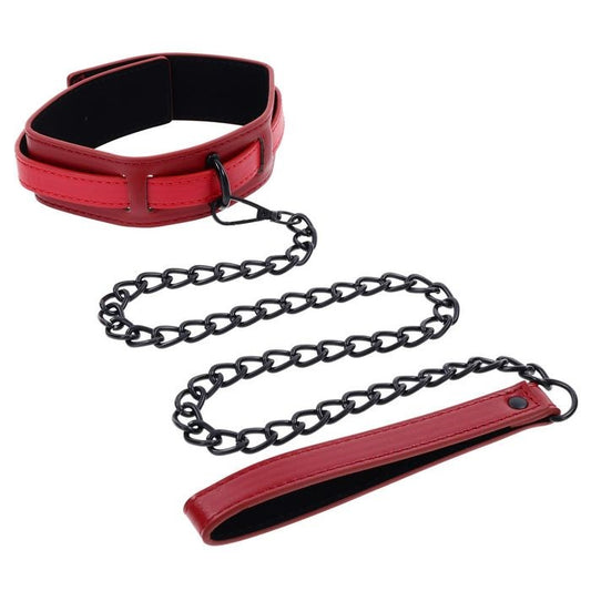 Sportsheets S&M Exs & Ohs Collar and Leash Neck Restraint Red