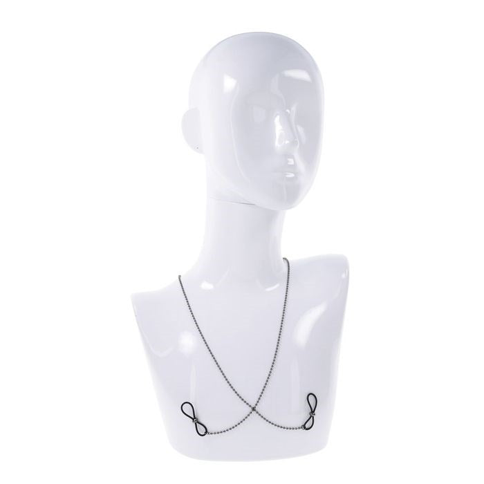 Sportsheets S&M Exs & Ohs Body Jewelry Metal Chain with Nipple Ties - Collars and Leads