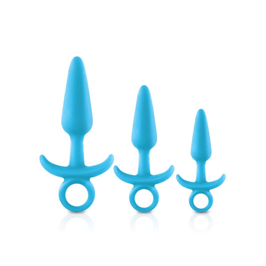 Firefly Prince Silicone Anal Training Butt Plug Kit Blue