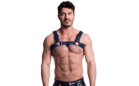 Sport Fucker Vegan Bulldog Bondage Harness Black and Blue
