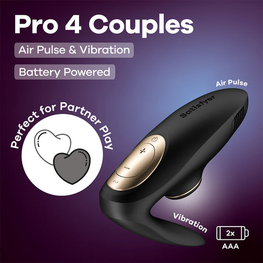 Satisfyer Pro 4 U-Shaped Couples Air Pulse Vibrator - Clit Ticklers and Pulsators