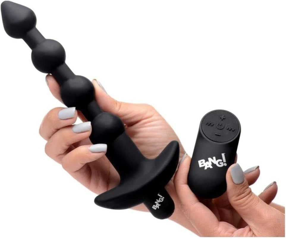 XR Brands Bang Remote Control Vibrating Anal Beads Black - Anal Beads and Balls
