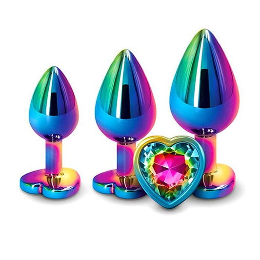 Adam & Eve Rainbow Heart Shape Metal Anal Plug Set
