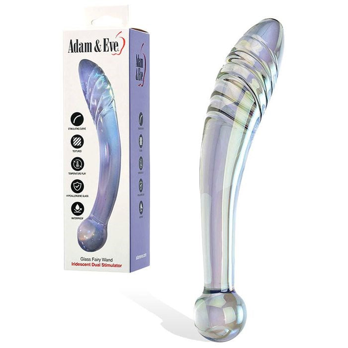 Adam & Eve FAIRY WAND Ridged Glass Dildo 22cm - Glass Sex Toys