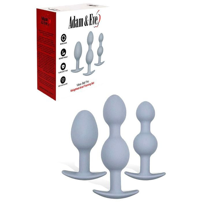 Adam & Eve VIBRA-BALL TRIO Weighted Anal Training Set Grey - Butt Plugs