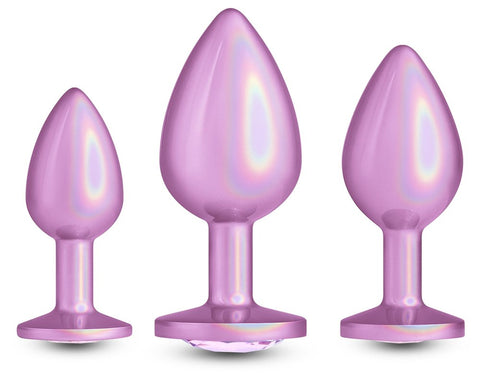 Rear Assets Trainer Kit Iridescent Gem Butt Plug Pink - Butt Plugs