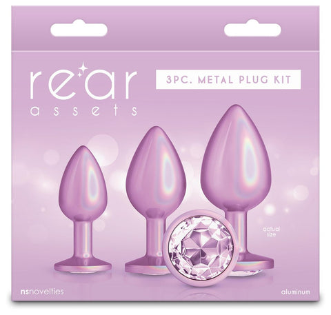 Rear Assets Trainer Kit Iridescent Gem Butt Plug Pink - Butt Plugs