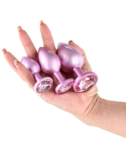Rear Assets Trainer Kit Iridescent Gem Butt Plug Pink - Butt Plugs