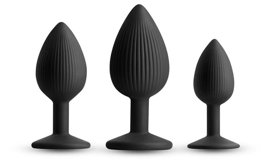 Renegade Triple Ace Textured Anal Plug Kit Black