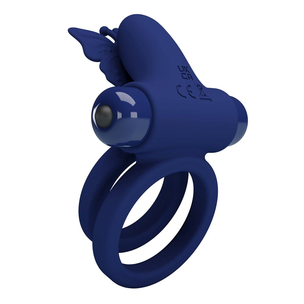 Pretty Love Jamele 10 Functions Cock Ring Navy Blue - Vibrating Cock Rings