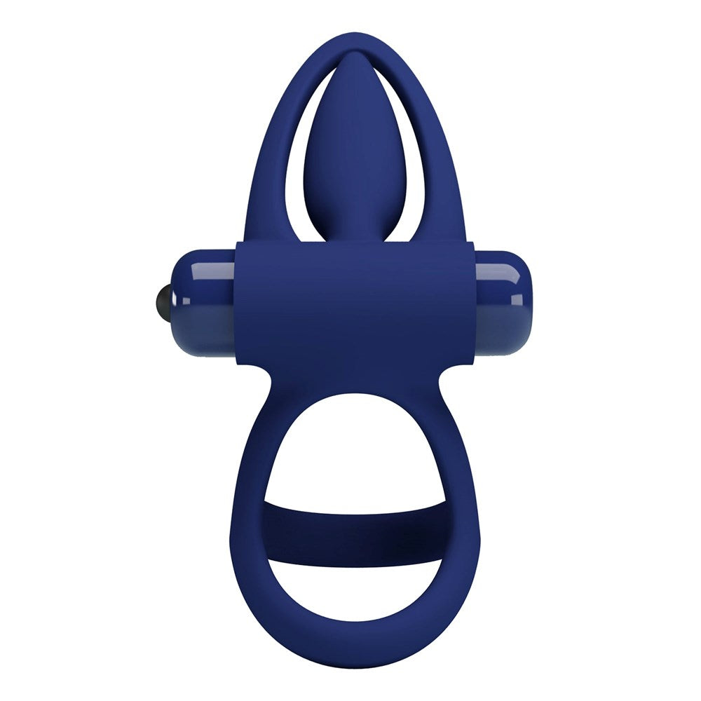 Pretty Love Mat 10 Functions Vibrating Cock Ring Navy Blue - Vibrating Cock Rings