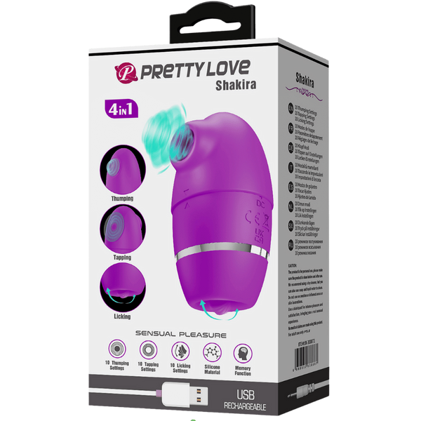 Pretty Love 4 in1 Thumping Shakira Clitoral Vibrator Purple - Clit Ticklers and Pulsators