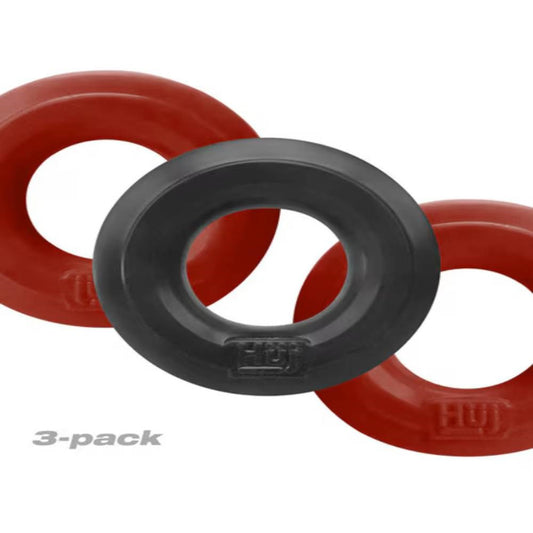 Hunkyjunk HUJ3 Stretchy Cock Ring 3 Pack Pink/Tar