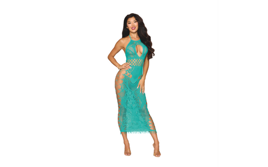 Dreamgirl Body Stocking Halter Gown Agate OS