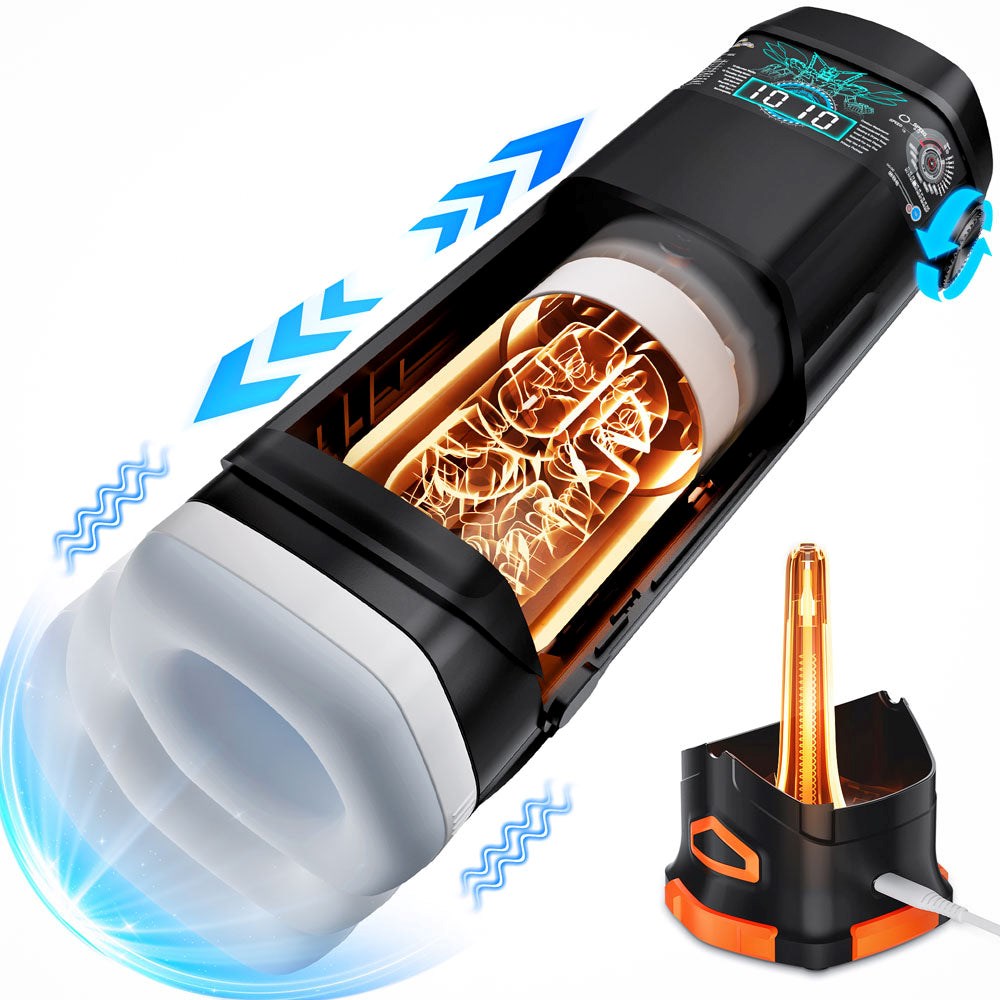 CyberSkin The Titan Thrusting & Vibrating Masturbator Black - Masturbators and Strokers