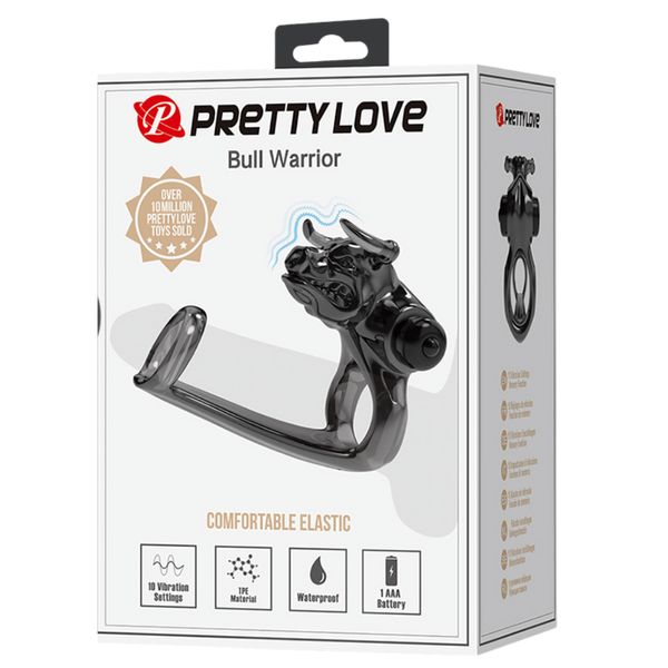 Pretty Love Bull Warrior Innovative Cock Ring Black - Stretchy Cock Rings