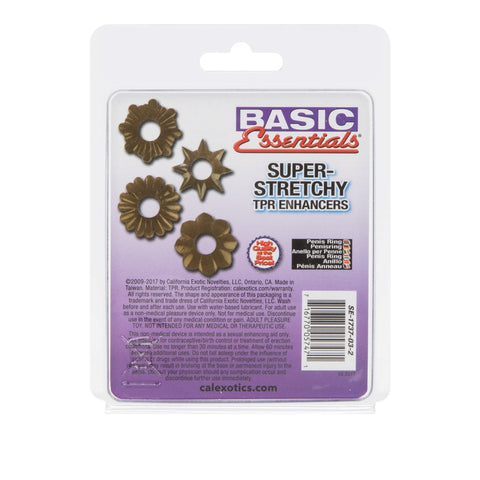 Basic Essentials Super-stretchy TPR Enhancers Red - Stretchy Cock Rings