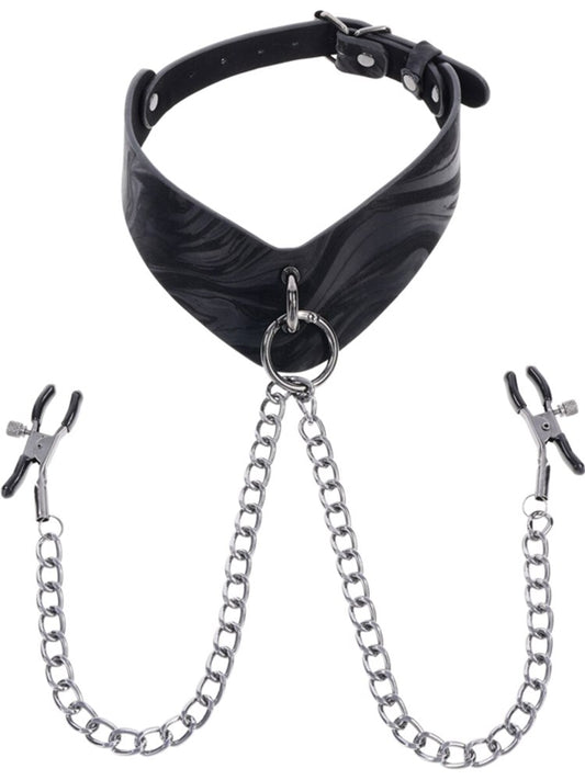 Sportsheets Velvet Noir Collar and Removable Clamps