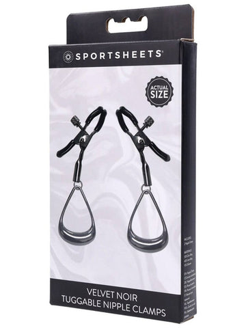 Velvet Noir Tuggable Nipple Clamps by Sportsheets - Nipple and Clit Clamps