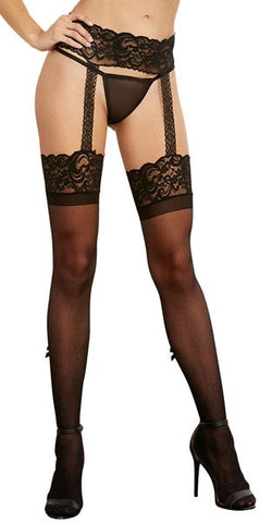 Women's Garterbelt Pantyhose Black by Dream Girl Lingerie - Fishnet and Thigh Highs