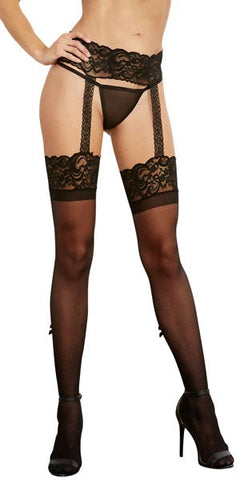 Women's Garterbelt Pantyhose Black by Dream Girl Lingerie - Fishnet and Thigh Highs