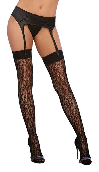 Dream Girl Micro Fishnet Thigh Highs Black - Fishnet and Thigh Highs