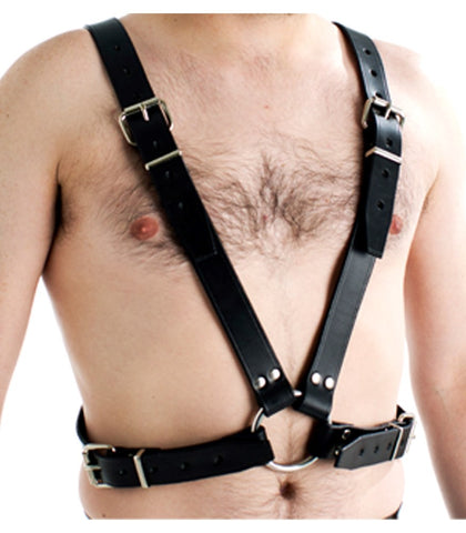 Mens Unlined Half Body Leather Brace by Love In Leather - Cuffs And Restraints