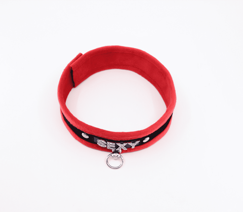 Diamante Sexy Fluffy Bondage Collar by Love In Leather - Collars and Leads
