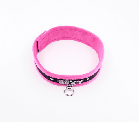 Diamante Sexy Fluffy Bondage Collar by Love In Leather - Collars and Leads