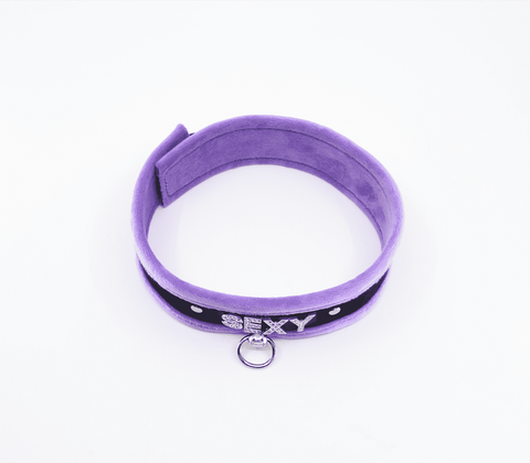 Diamante Sexy Fluffy Bondage Collar by Love In Leather - Collars and Leads