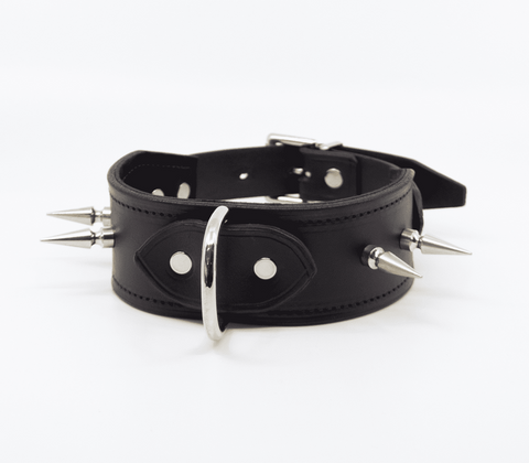 BDSM Collar With Long Spikes by Love In Leather - Collars and Leads