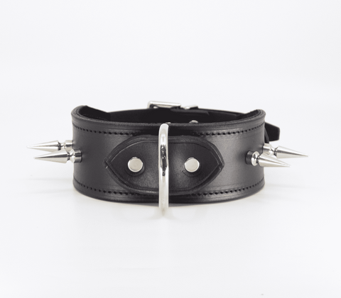 BDSM Collar With Long Spikes by Love In Leather - Collars and Leads