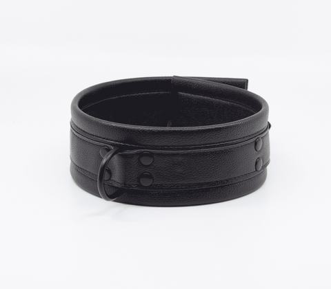 Faux Leather Collar Lead Set Black by Love In Leather - Collars and Leads