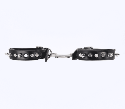 Spiked Leather Bondage Wrist Cuffs by Love In Leather - Cuffs And Restraints