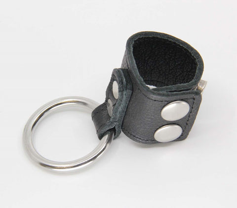 Steel Cock Ring With Ball Stretcher by Love In Leather - Cock Rings