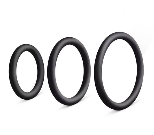 Love In Leather 3 Pack Mens Silicone Cock Ring Set